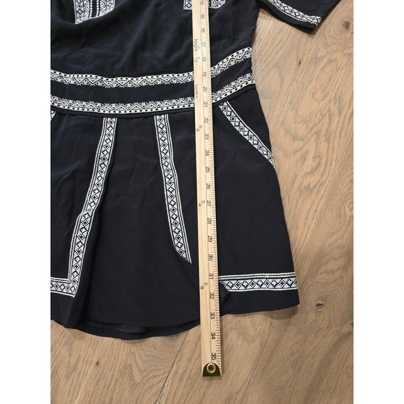 Veronica Beard Black Silk Embroidered Tie Neck Blouse Size 0 - Picture 8 of 10